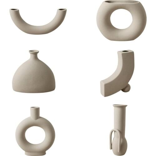 Elegant Decorative Flower Vase Modern Geometric Decorative Vases for Living Room Bedroom Kitchen Table Home Office Centerpiece W