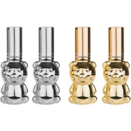 8ML Gold Silver Vial Cute Bear Shape Refillable Perfume Atomizer Empty Cosmetic Container Packaging Glass Spray Bottle 25Pieces