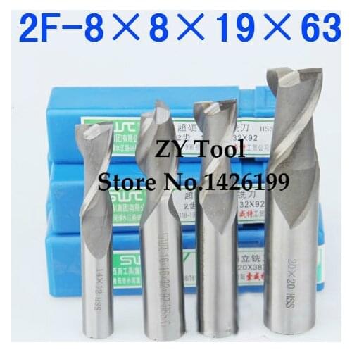 10pcs/set 8.0MM 2 Flute HSS & Aluminium endmill milling cutter CNC Bit Milling Machine tools Cutting tools.Lathe Tool,router bit