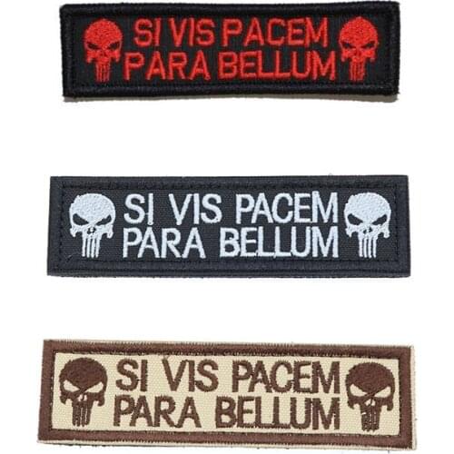 Punisher skeleton SI VIS PACEM Peace Clothing Tactical Backpack Badge Magic Embroidered Armband 2.6 * 9.5cm