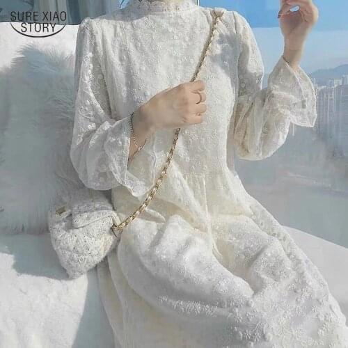 Fairy Sweet Salt Gentle Woman Dress Autumn 2021 Pure Color Ladies Long Dress Light Luxury Nine-point Sleeve Woman Dresses 15988