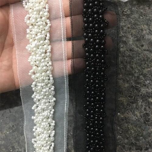 Lace collar diy clothing accessories Hand stitched beaded collar 2cm cuffs belt decorative pearl accessories