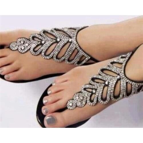 Dovereiss Fashion Summer Womens Shoes Femmes Buckle Narrow band Crystal rhinestone flats Sandals 35-47