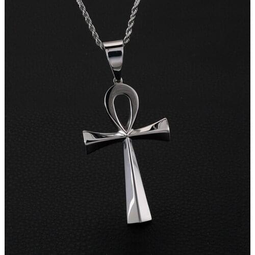 Large/Mini Egypt Cruz Pendant Necklace For Men Stainless Steel Symbol of life Charms