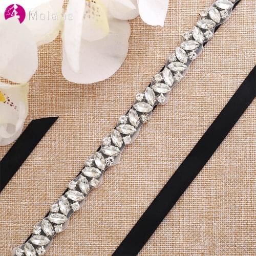 MOLANS Delicate Shinny Crystal Bridal Belts for Wedding Dress Simple Fashion Diamonds Opals Cummerbund for Women Prom Jewelry