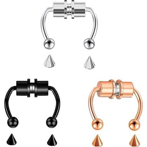 New Arrival!!! Nose Ring Reusable Alloy Fake Magnetic Horseshoe Non Piercing Hoop for Party Bar