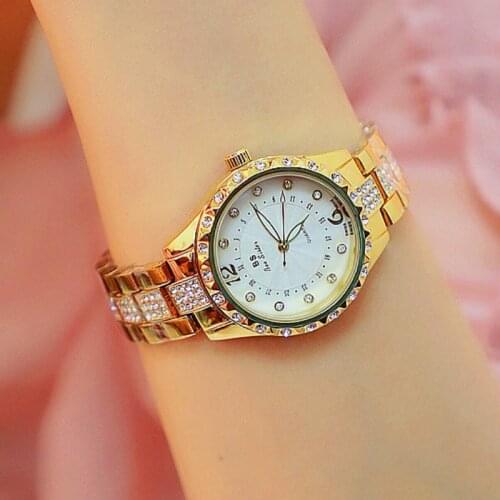 New Luxury Ladies Crystal Watch Women Dress Gold Watch Diamond Quartz Watches Female Stainless Steel Wristwatches Women Jewelry