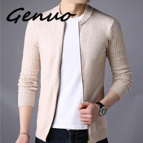 Autumn Mens Casual Zipper Cardigan Sweater Men Solid Cashmere Knitted Sweater Jacket Male Pull Homme Cardigan