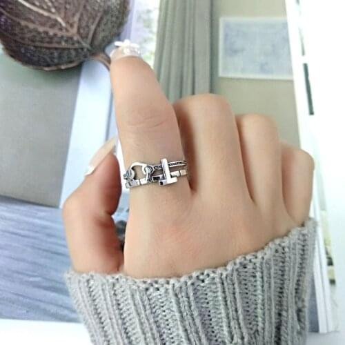 925 Sterling Silver Couple Rings Creative Vintage Letter Handmade Finger Jewelry for Women Wedding Accessories Gifts