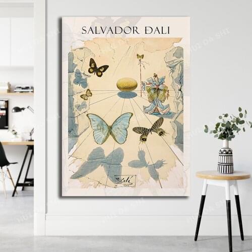 Salvador Dali Exhibition Printable Poster | Digital Print | Museum Poster | Femme Butterfly Art | Wall Decor | Spanish Masters