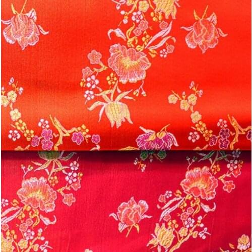 500cm*90cm Peony flowers brocade silk fabrics furniture cushions Crafts women wedding party clothing dress diy elegant fabric