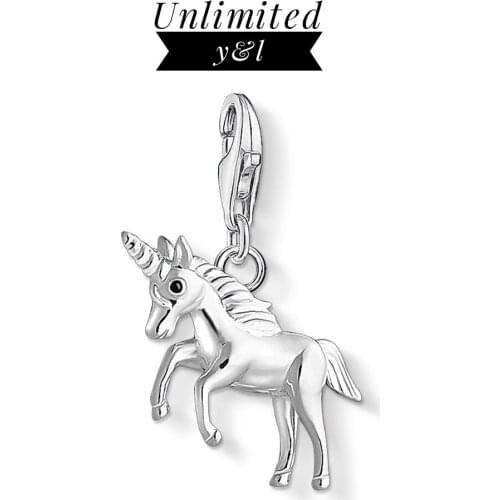 Unicorn Charms 925 Sterling Silver DIY Good Luck Animal Fashion Jewelry Fit Thomas Style Bracelet Necklace Women Men 2019 New
