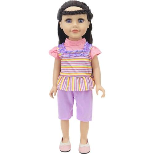 New Pattern Striped And Purple Shorts Fit 18 Inch American&43cm Baby New Born Doll Clothes Accessories Girls' Toys