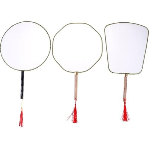 Blank Childrens Drawing Fan Childrens Kindergarten Puzzle Art Painting Materials DIY Handmade Painting Palace Fan Round Fan