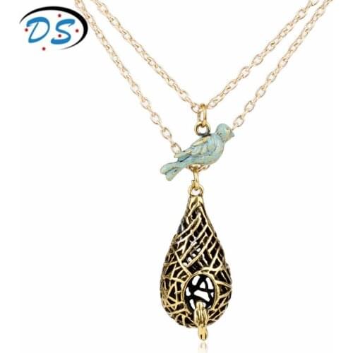 Retro bronze Birds Homing Pendant Necklace The Vampire Diaries Necklaces for women Christmas Party Jewelry Gifts