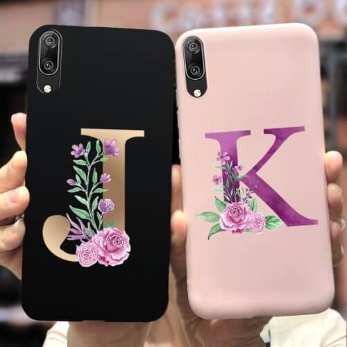 Luxury Letters Cover For Huawei Y7 Pro 2019 Case DUB-LX2 6.26'' Soft Silicone Phone Cases For Huawei Y7 Y 7 Pro 2019 Full Bumper