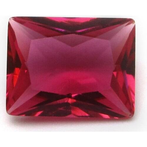 Rose Red Rectangle Shape Machine Cut Cubic Zirconia CZ Size 2x3--10x14mm Wholesale Price