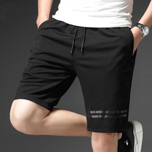 Summer new Kpop mens shorts black Knee Length pants Lightweight students loose men Straight fitness Casual Elastic Waist pant