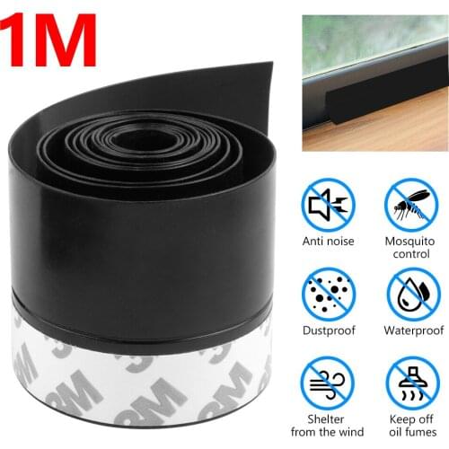 1M Length 25mm/35mm/45mm Width Silicone Strip Glass Door Window Seal Sound Insulation Strip Self-adhesive Door Bottom Windshield