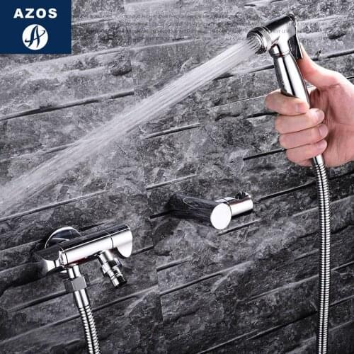 Azos Bidet Faucet Pressurized Sprinkler Head Brass Chrome Cold Water Two Function Toilet Wash Washing Machine Round PJPQ016