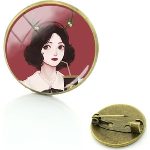 Disney Creative Design Princess Brooch Brooch Jewelry Glass Cabochon Dome Tasteful Brooch Jewelry For Friends