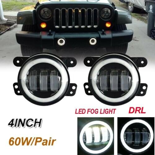 Pair 4inch LED Fog Light Halo Driving Lamp for 2007-2014 Jeep Wrangler JK 1997-2006 Jeep Wrangler TJ 2005-2008 Dodge Magrum
