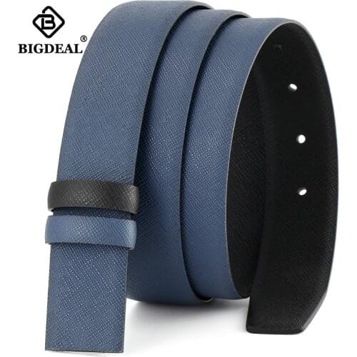 High Quality Mens Genuine Cowhide Leather Belt Without Buckle DIY Belt Brand Strap No Buckle Cowskin Belt Accessories 3.4cm