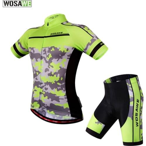 WOSAWE Mountain Racing Bike Cycling Jerseys Set Breathable Bicycle Ciclismo Short Sleeve Gel Pad Cycling Camouflage Clothing