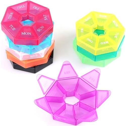 1PCS Pill Case Plastic 7 Days Tablet Candy Box Portable Storage Tablet Holder Travel Organizer Pill Dispenser Container