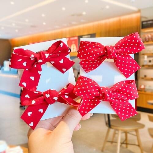2 Pcs/Set Children Cute Plaid Dots Stripe Bow Elastic Hair Bands Baby Girls Lovely Scrucnhies Rubber Bands Kids Hair Accessories