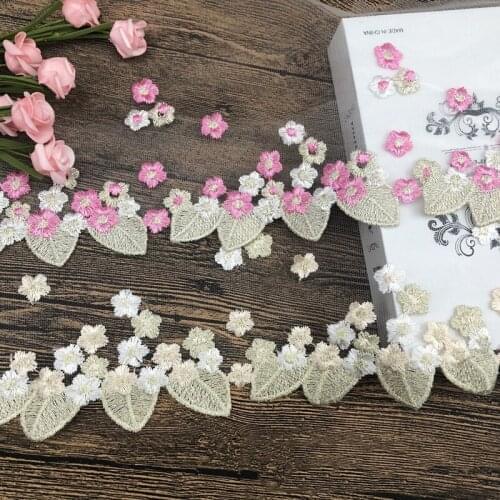 2Yard 18cm Multicolor Gold Leaf Embroidery Water-Souble Mesh Lace Fabric For Garment Wedding Dress Sewing Craft Decor Material