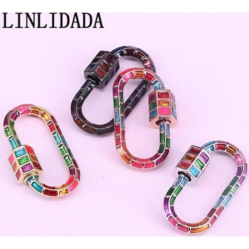 6Pcs Enamel Rose Gold Gold Oval LOCK INLAY Color Oval Shape Clasp Lock Carabiner Pave Lock 15x26mm