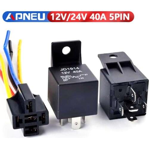 5Pcs/set JD1914 JD1912 Waterproof Automotive Relay Car Relay 12V 40A 4Pin 5Pin 1NO 1NC Relay Auto Relay with Socket Universal