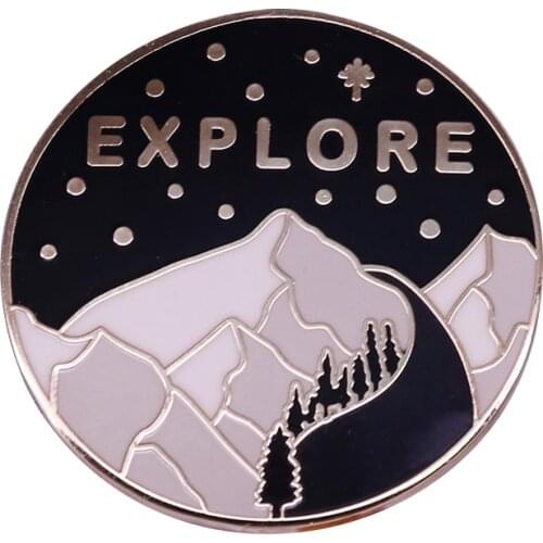 Nature explore pin snow mountain tree landscape wild adventure travel lovers gift
