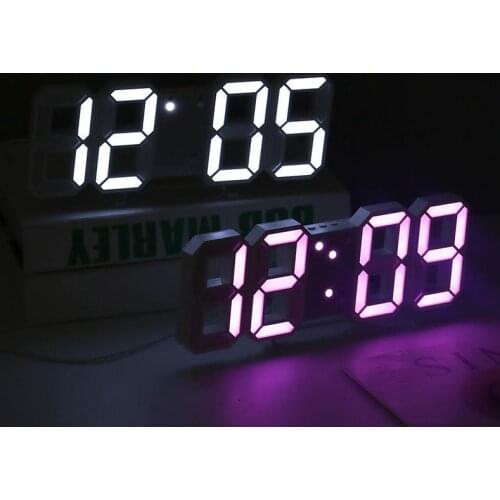 Digital Wall Alarm Clocks Arabic Numeral 3D LED Table Clock with Snooze Thermometer Function for Home Office Electronic Watch