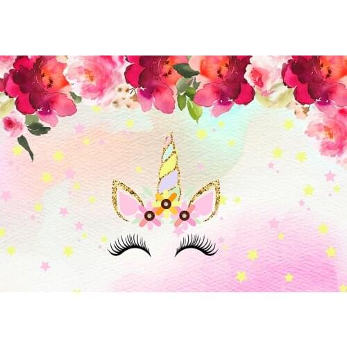 Floral Birthday background for Photo vinyl unicorn portrait photography backdrops for children photo studio background G-993