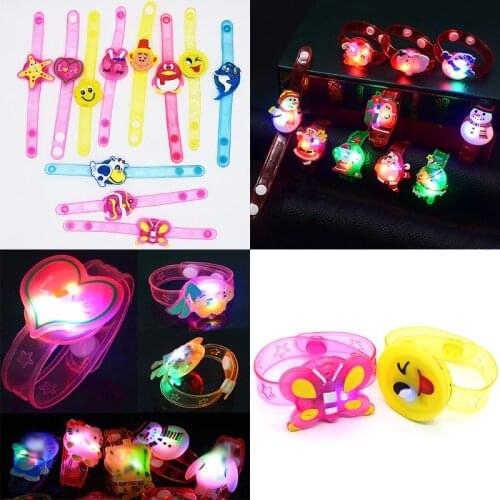Kids Bracelet Luminous Children Bangle Christmas Cartoon Cute Funny Toys Night Light LED Wrist Band Boys Girls Shiny Gifts