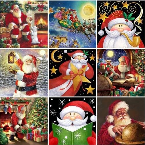 DIY Santa Claus 5D Diamond Painting Full Square Drill Christmas Gift Diamond Embroidery Cross Stitch Mosaic Wall Art Home Decor