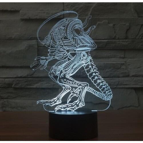 Hot ! NEW 7color changing 3D Bulbing Light Alien visual illusion LED lamp action figure toy Christmas gift