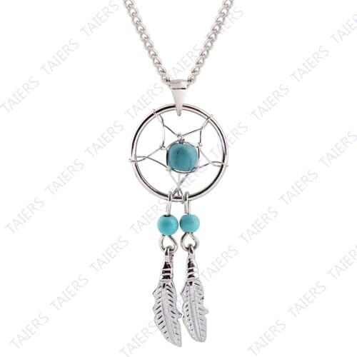Best Deal Fashion Retro Women Bohemia Tassels Feather Pendant Necklace Jewelry Dream Catcher Pendant Chain Necklace Gift TAIERS