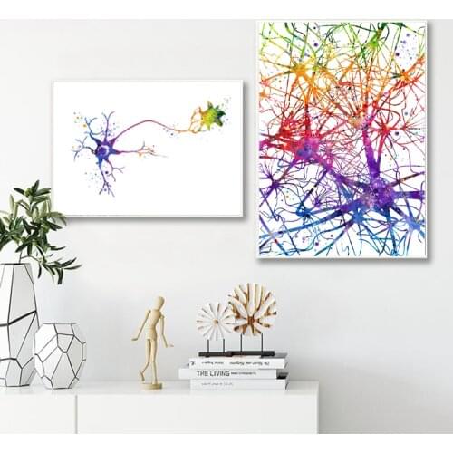 Multipolar Brain Neuron Cell Anatomy Wall Art Canvas Painting Posters Prints Brain Neurology Medical Science Biology Room Decor