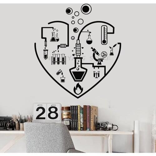 Wall Decal I Love Chemistry Lab School Laboratory Glassware Classroom Teen Room Interior Decor Vinyl Window Stickers Mural 1463