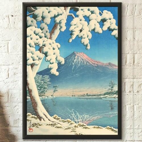 Wall Art Mount Fuji Japan Snowfall Landscape Canvas Painting Modular Ukiyo-e Picture Home Decor Bedroom Kawase Hasui Poster Gift