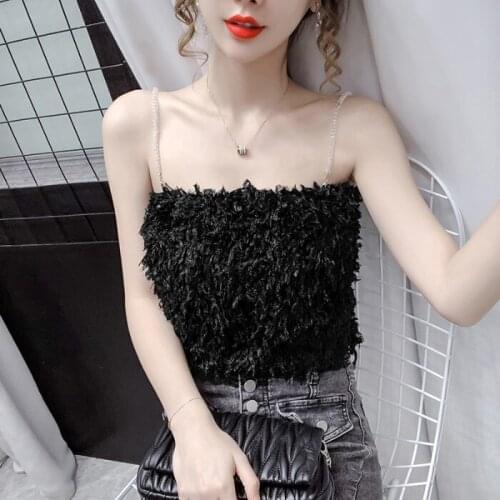 2021 new style Hong Kong style sling sexy off-the-shoulder tops Womens outer wear short short sleeves vests fashion vest slings