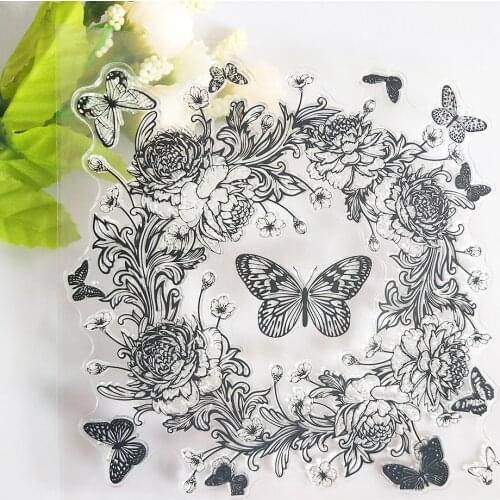 Butterfly Wreath Transparent Clear Stamp/Seal for DIY Scrapbooking / Photo Album Decorative Silicone Stamps Sheets