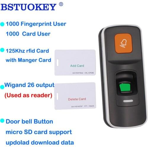 RFID Fingerprint Access Control Reader Biometric System Fingerprint Access Controller Door Opener Doorbell WG26 input output