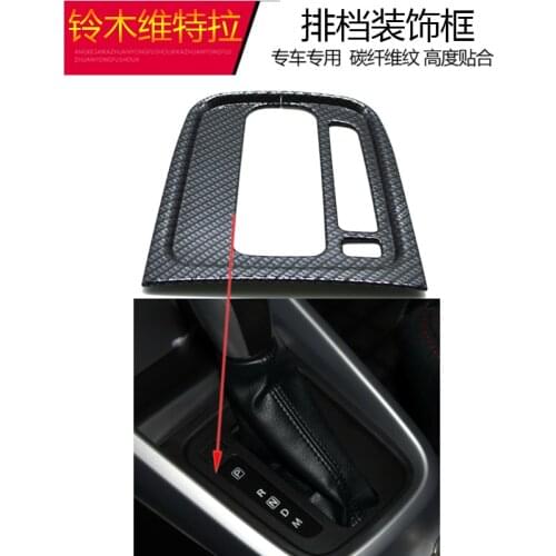 Car styling ABS Carbon black lines Interior decoration Gear box decoration accessories For Suzuki Vitara 2015-2018