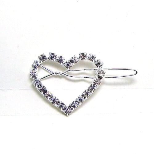 Rhinestone 28mm heart new hinge hair clip barrette fashion headwear wedding ornament jewelry accessory 1DZx