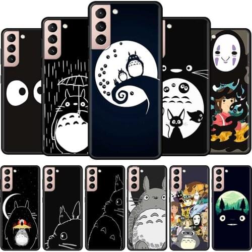 Studio Ghibli Totoro Black Phone Case for Samsung Galaxy S21 Ultra S20 FE S10 5G S9 S8 Plus S10e S7 Edge Mobile Phones Cover