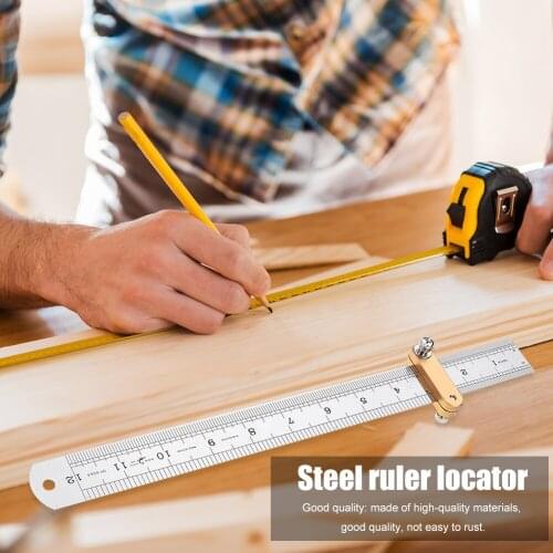 Woodworking Gadget Depth Measurement Steel Ruler Locking Block Woodworking Loose Thread Locator Carpenter DIY Tool
